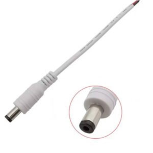 كبل مع جاك DC بشريط اصلي 30 سم ابيض ذكر