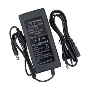 ادبتر الكتروني 15 فولت 3 امبير جاك مفرد 2.5/5.5 Velletronix