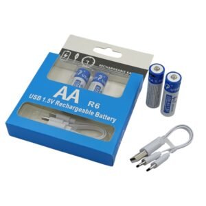 بطارية شحن 1.5 فولت على كرت  AA  اصبع 2600 ميلي مع شحن تايب سي ثنائي