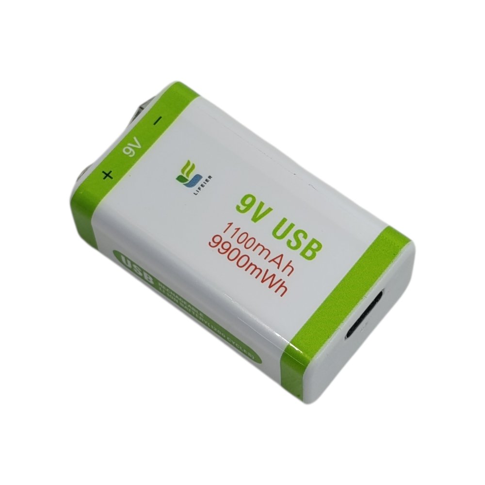 بطارية قابلة للشحن 9 فولت 1000 ميلي مع شحن تايب سي Velletronix - الصورة 2