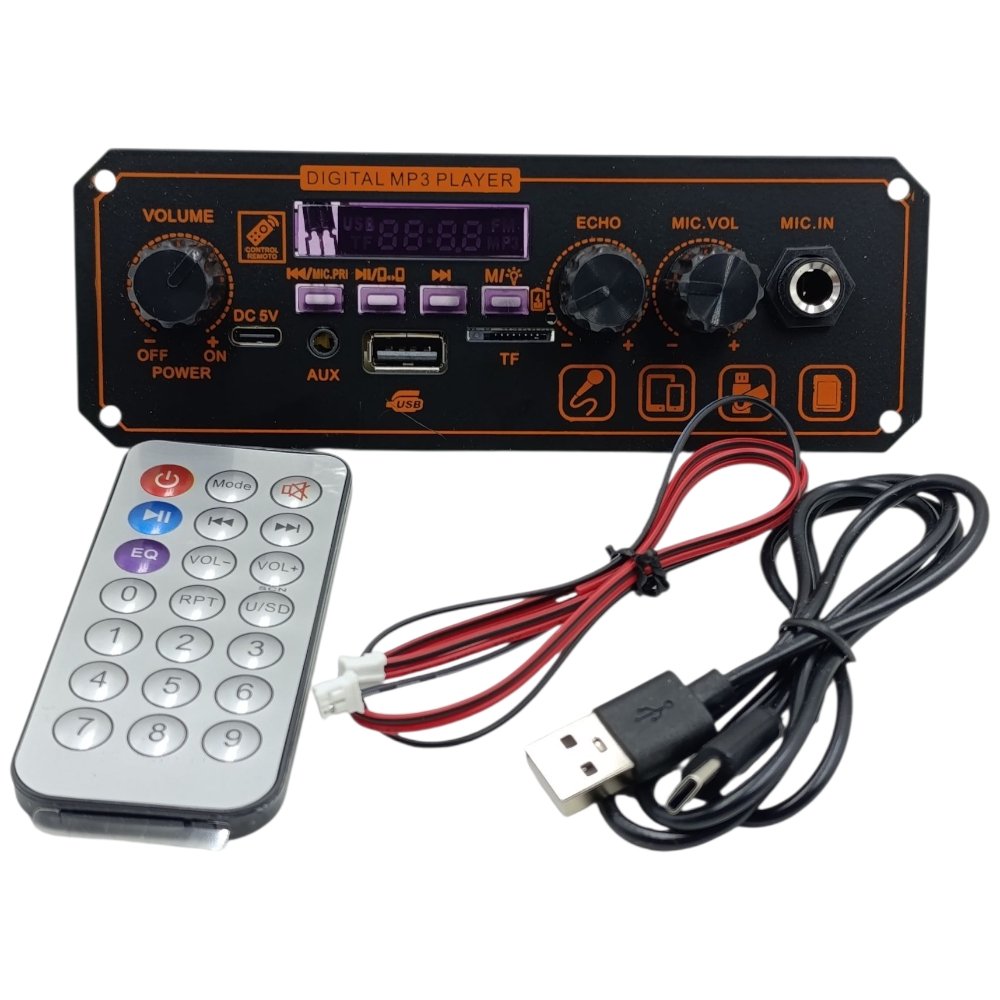 دارة قارئ فلاشة + بلوتث 3.7 فولت مطاولة مع تكبير صوت بازوكا صغيرة