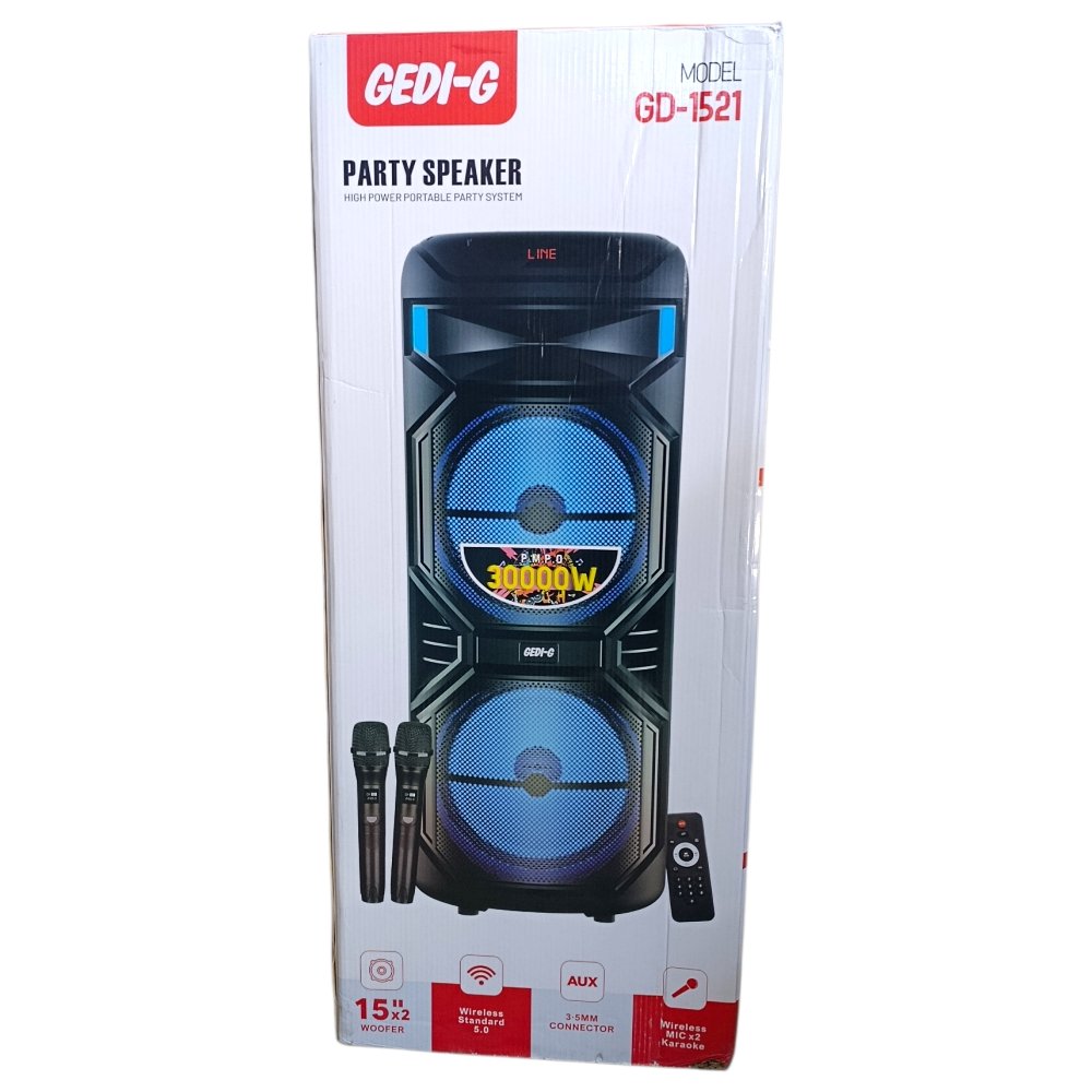 بفل بلوتوث GEDI-G جيدي 2*15 انش GD-1521 - Image 4