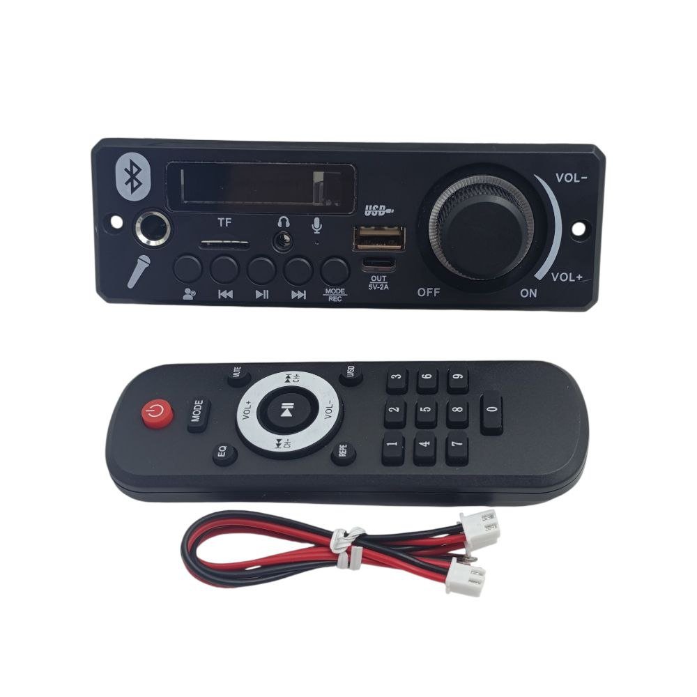 دارة قارئ فلاشة+كرت ذاكرة +بلوتوث مطاولة 12 فولت مع تكبير صوت 2*80 وات مع شاشة